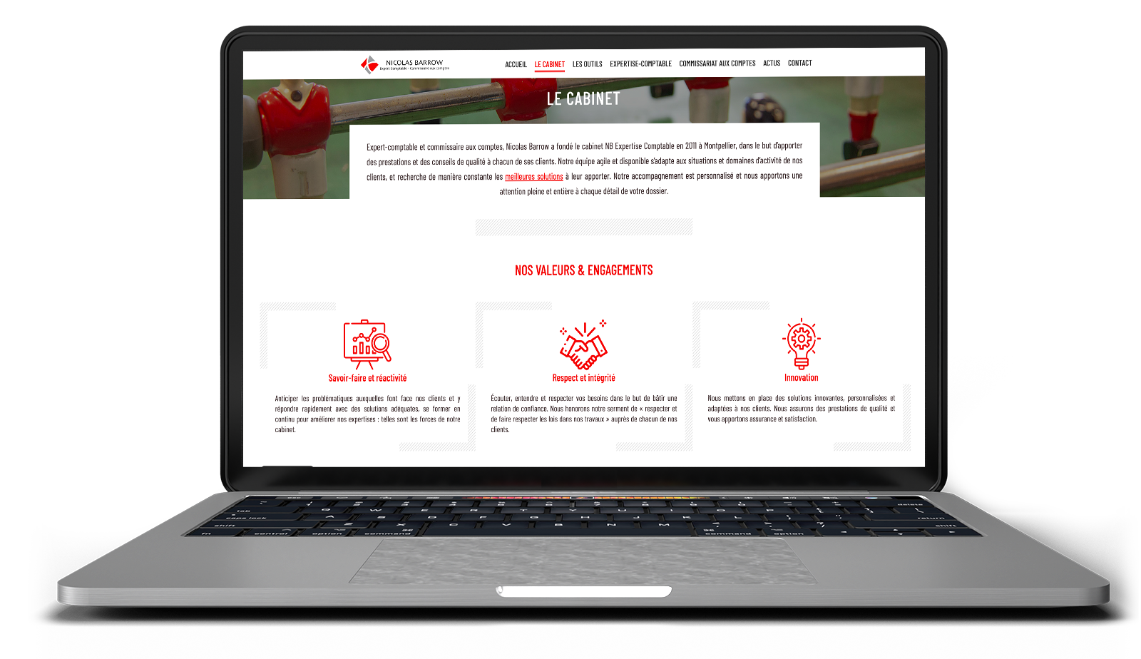 création d'un site vitrine et responsive à Montpellier pour le cabinet NB Expertise-comptable