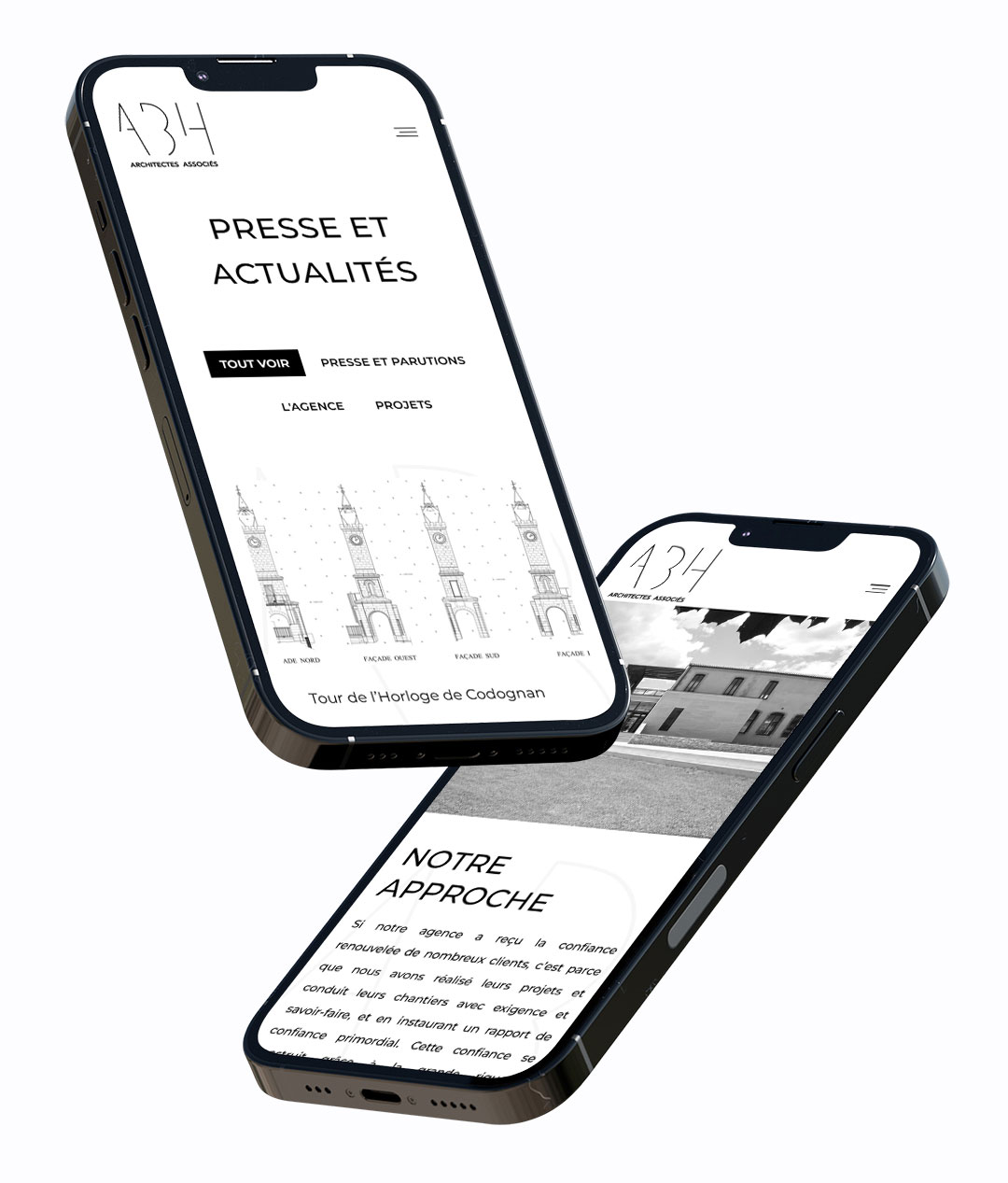 Prévisualisation site ABH sur mobile