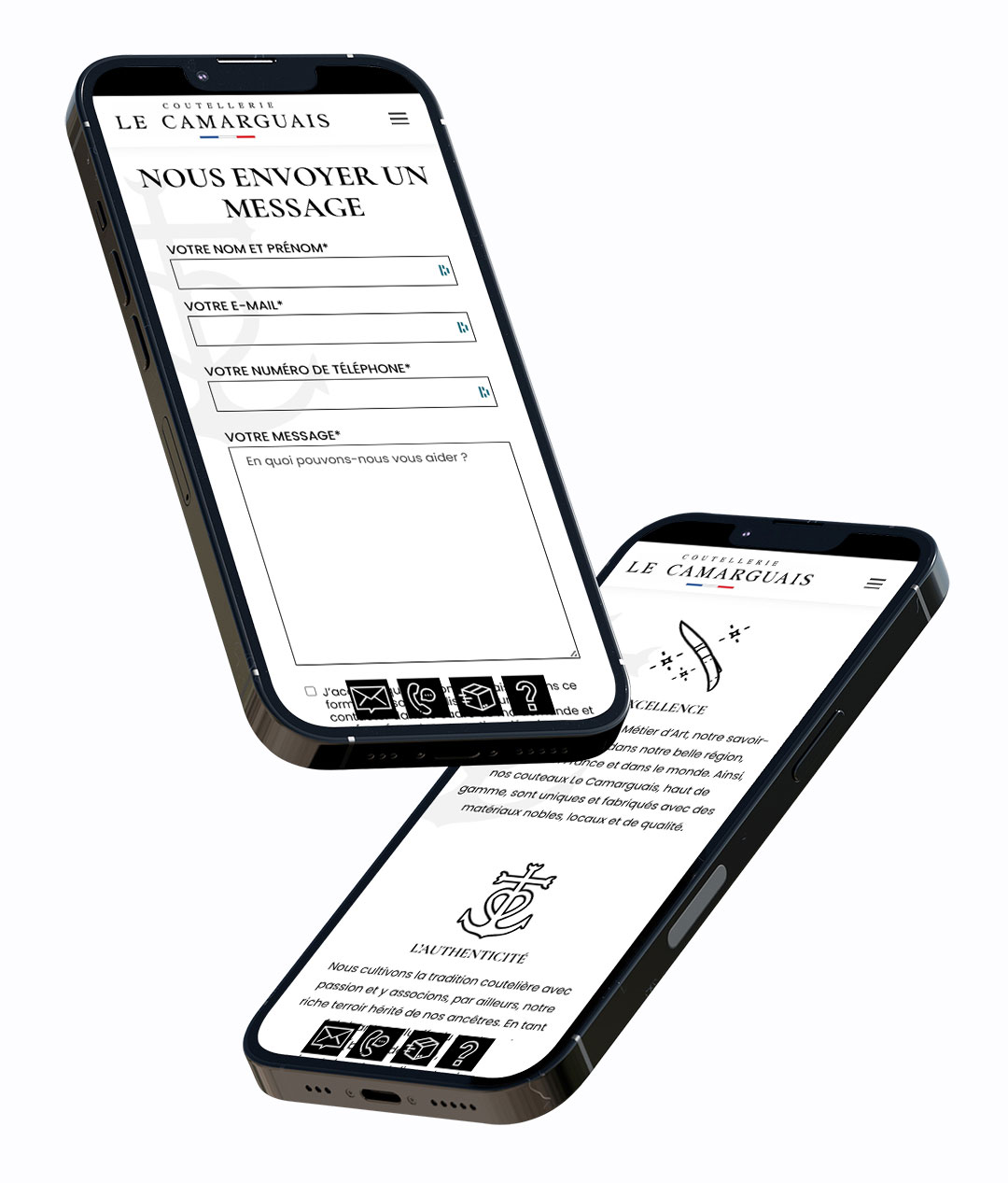 Prévisualisation sur mobile site web La Coutellerie Le Camarguais